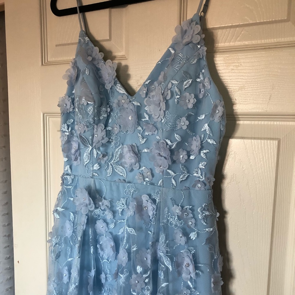 Light Blue Floral Prom Dress